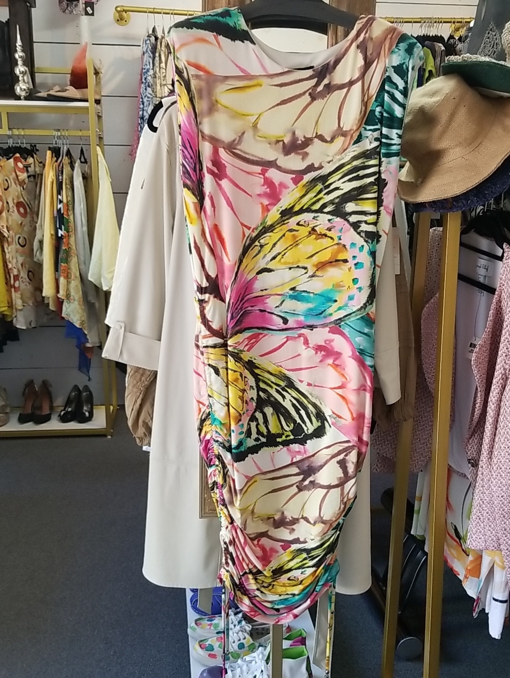 Frank Lyman Design Multicolor Butterfly-Print Dress - Pink, Yellow, Turquoise